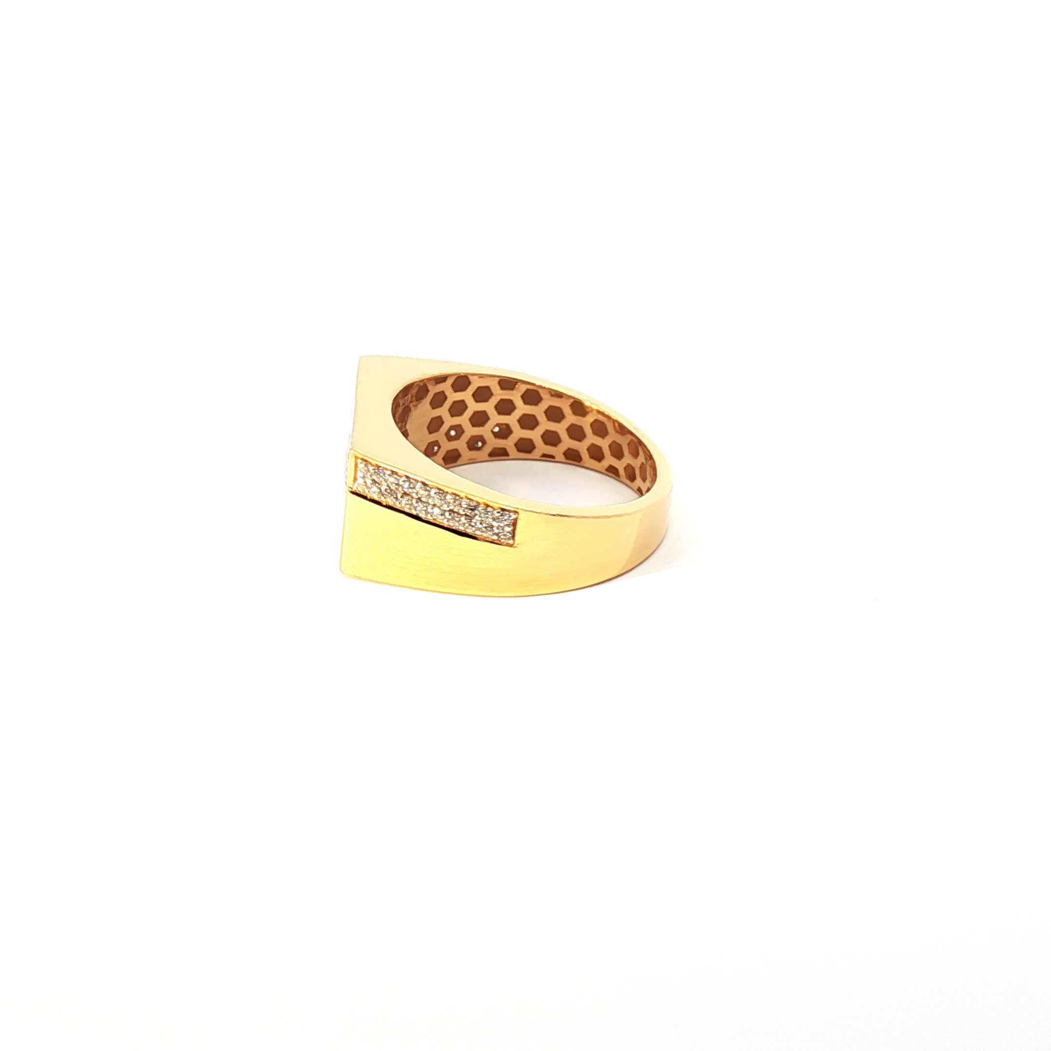 Second image of Yellow Gold Multistone Ring with Round Cut American Diamonds