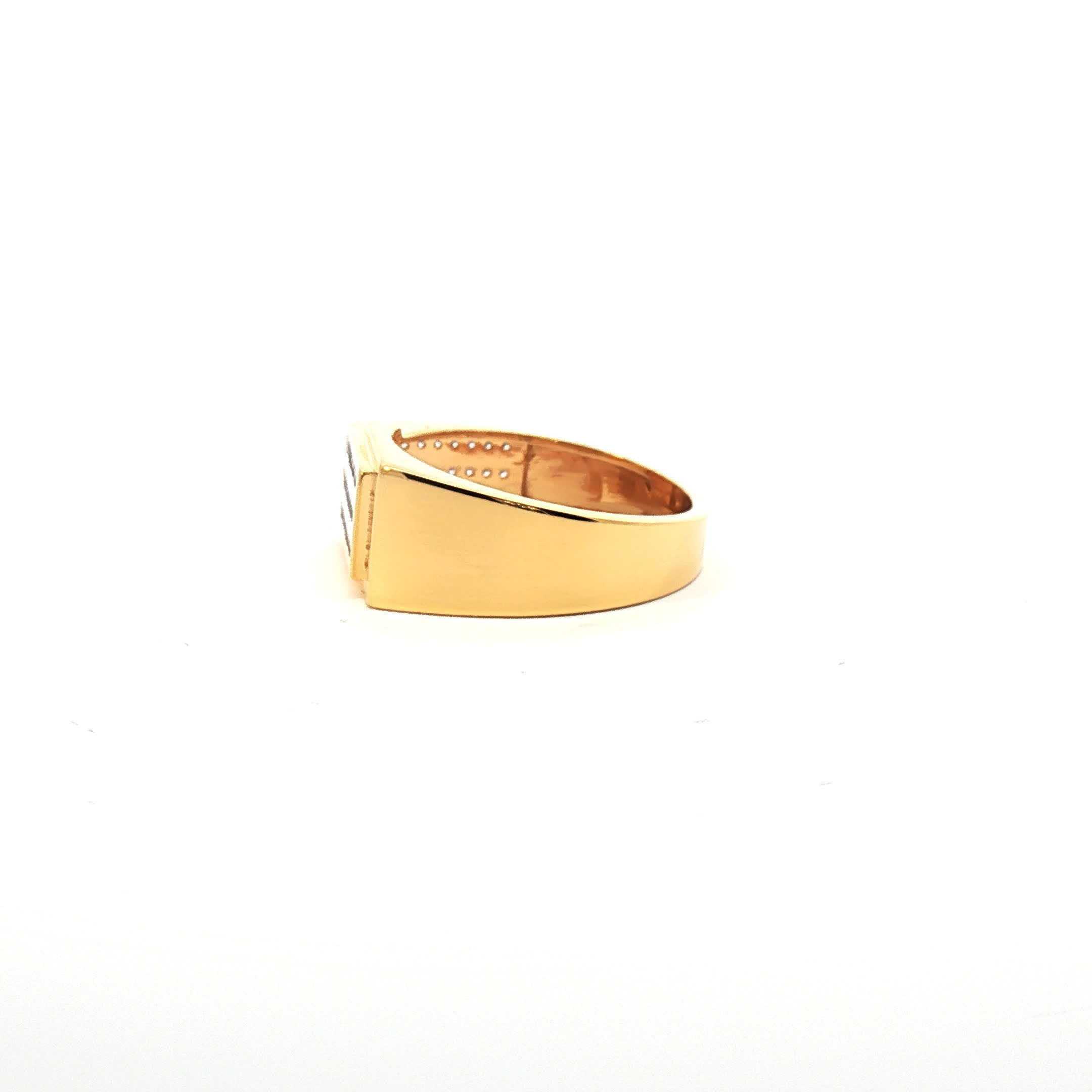 Second image of Yellow Gold Ring with Round Cut American Diamonds in Channel Setting