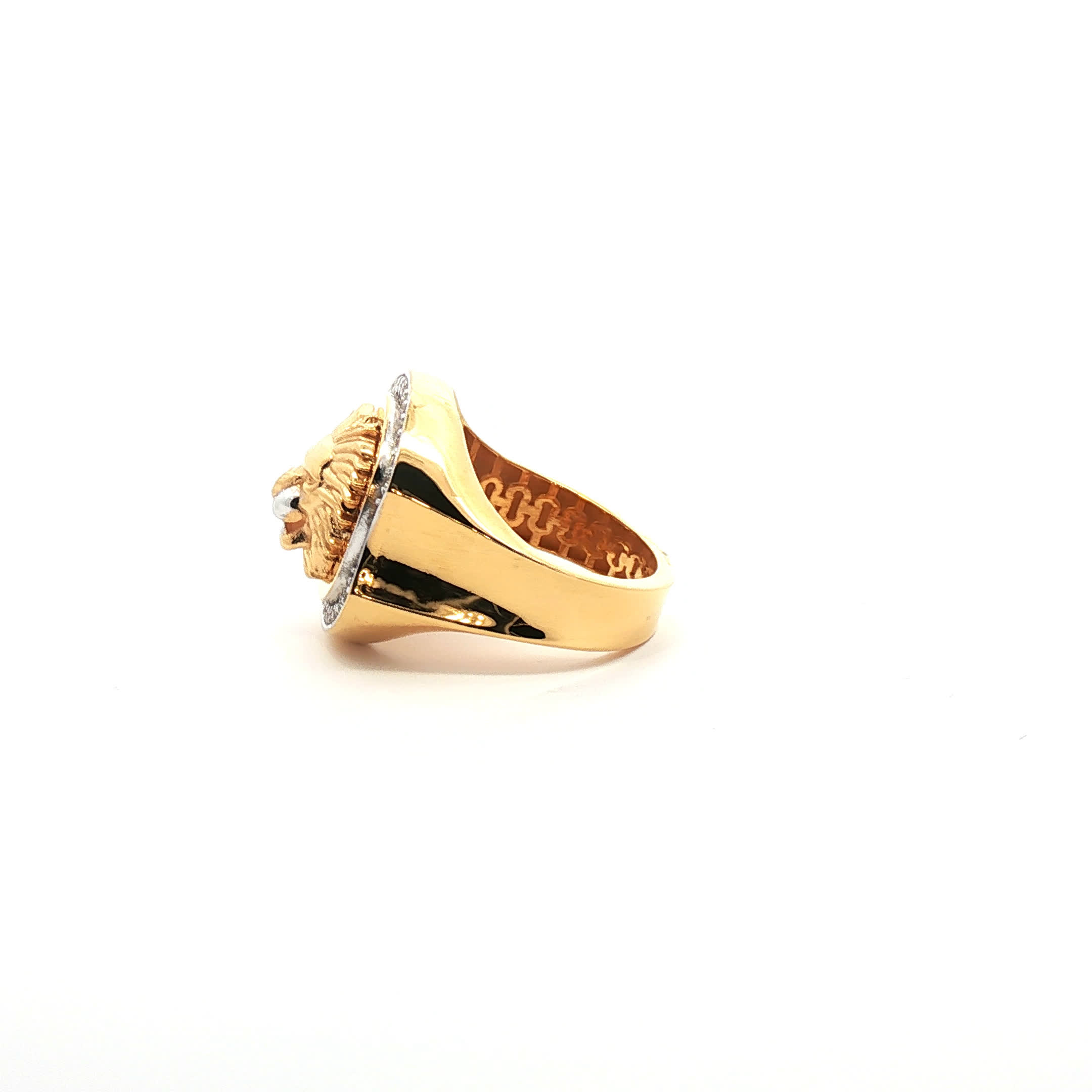 Second image of Yellow Gold Signet Ring with Diamond Lion Motif