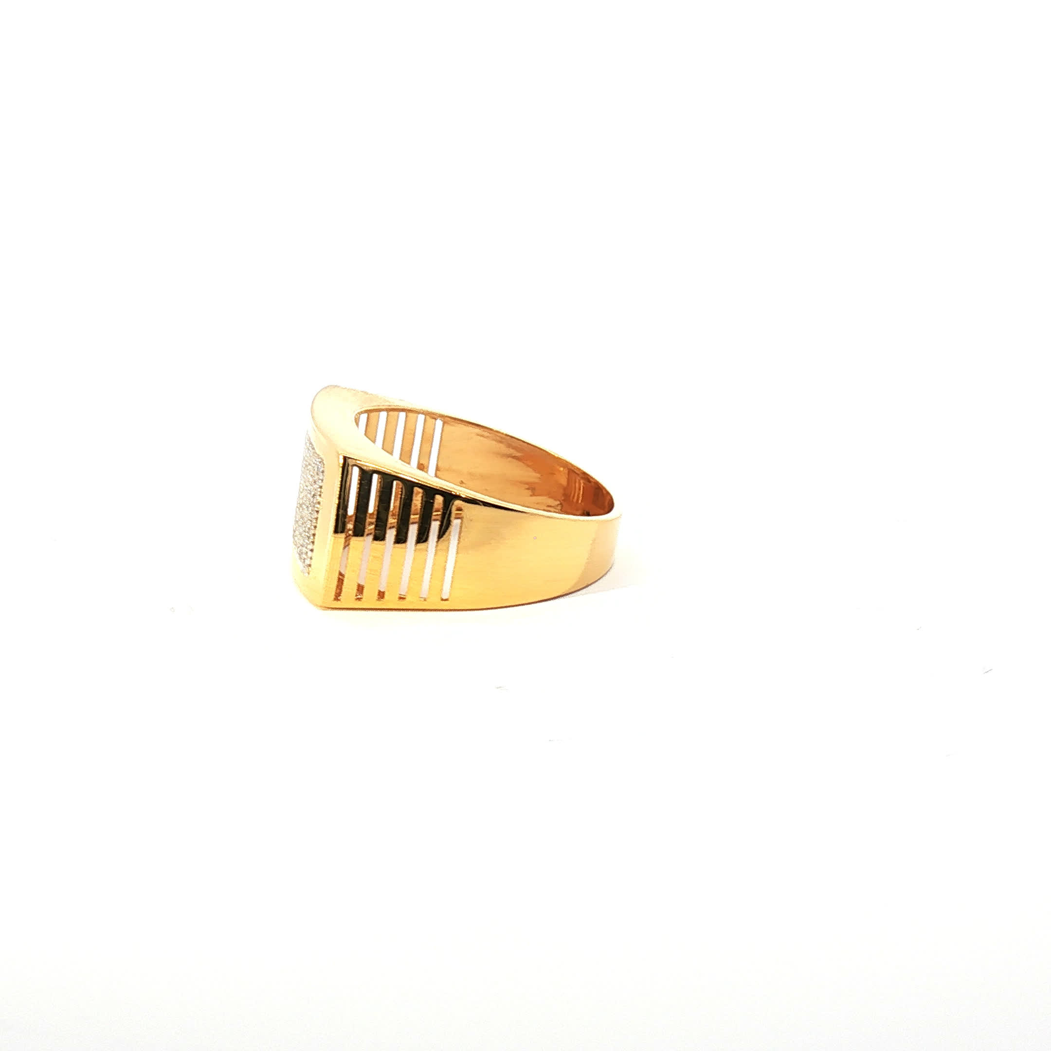 Second image of Yellow Gold Ring with Round Cut American Diamonds