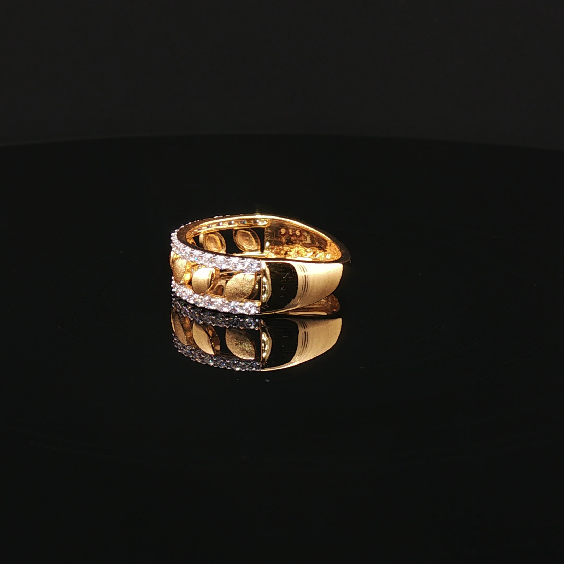 Second image of Satin-Finish 22K Gold with Brilliant CZ