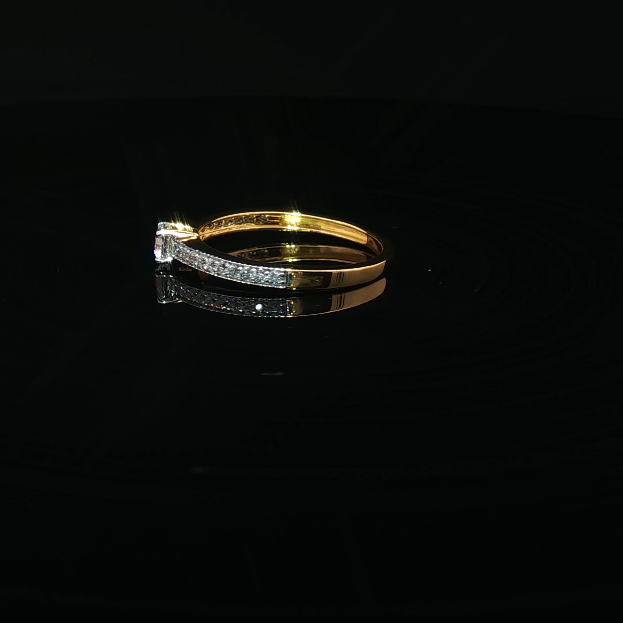 Second image of 22K Yellow Gold CZ Solitaire with Milgrain Detailing