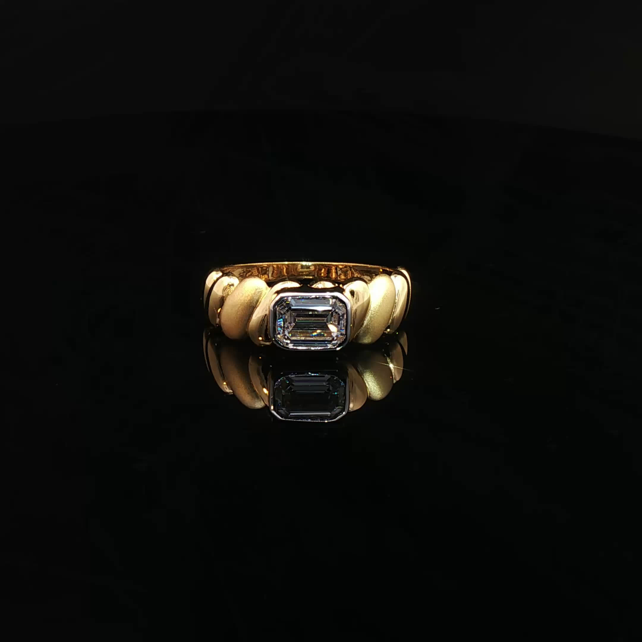 22K Gold, Emerald-Cut CZ Sparkle