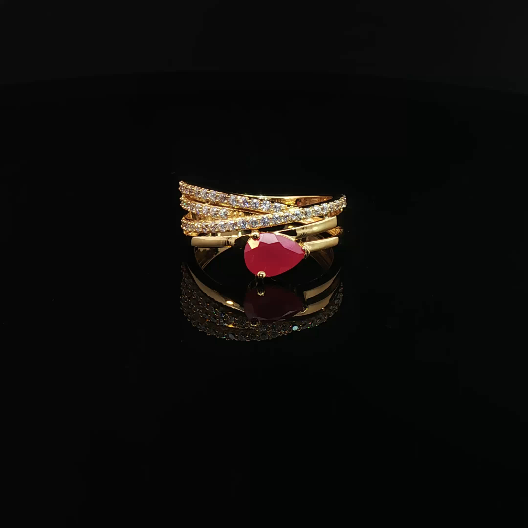 22K Gold, Pear-Shaped Semi Precious Ruby Elegance