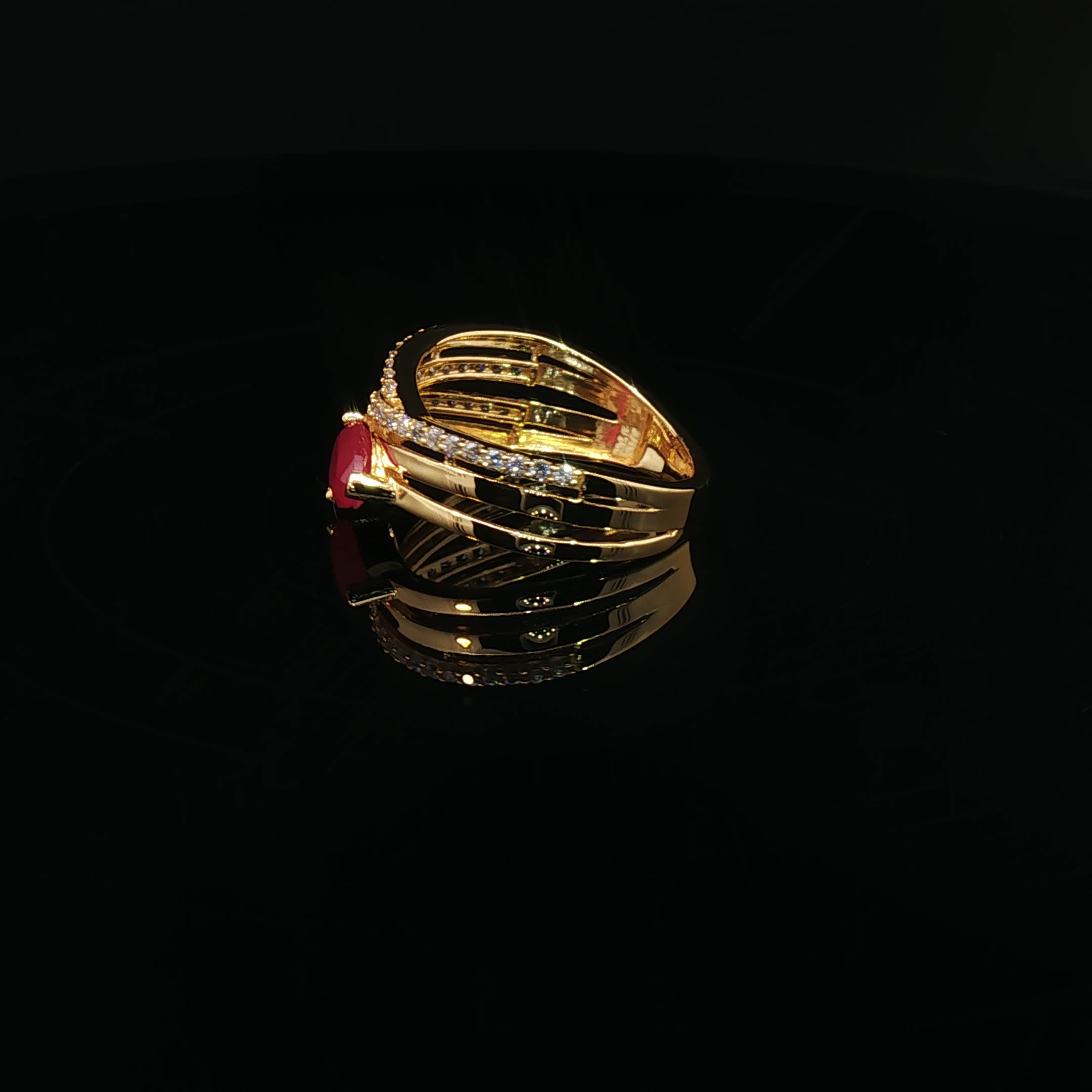 Second image of 22K Gold, Pear-Shaped Semi Precious Ruby Elegance