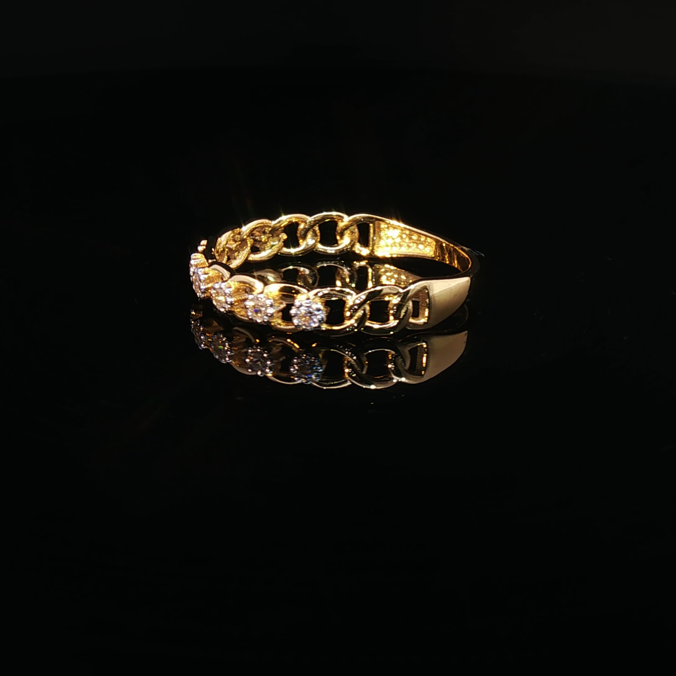 Second image of 22K Gold Cuban Chain Ring with CZ