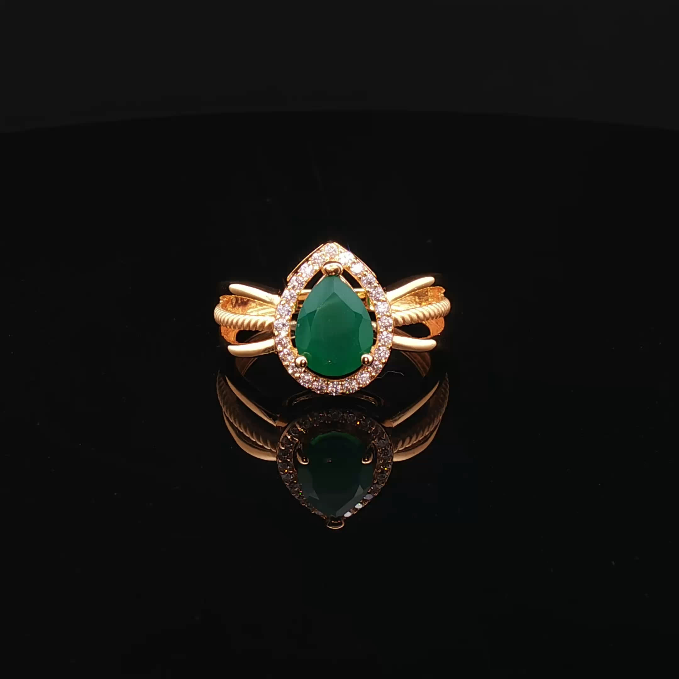 22K Gold Brilliance, Emerald & CZ Accents