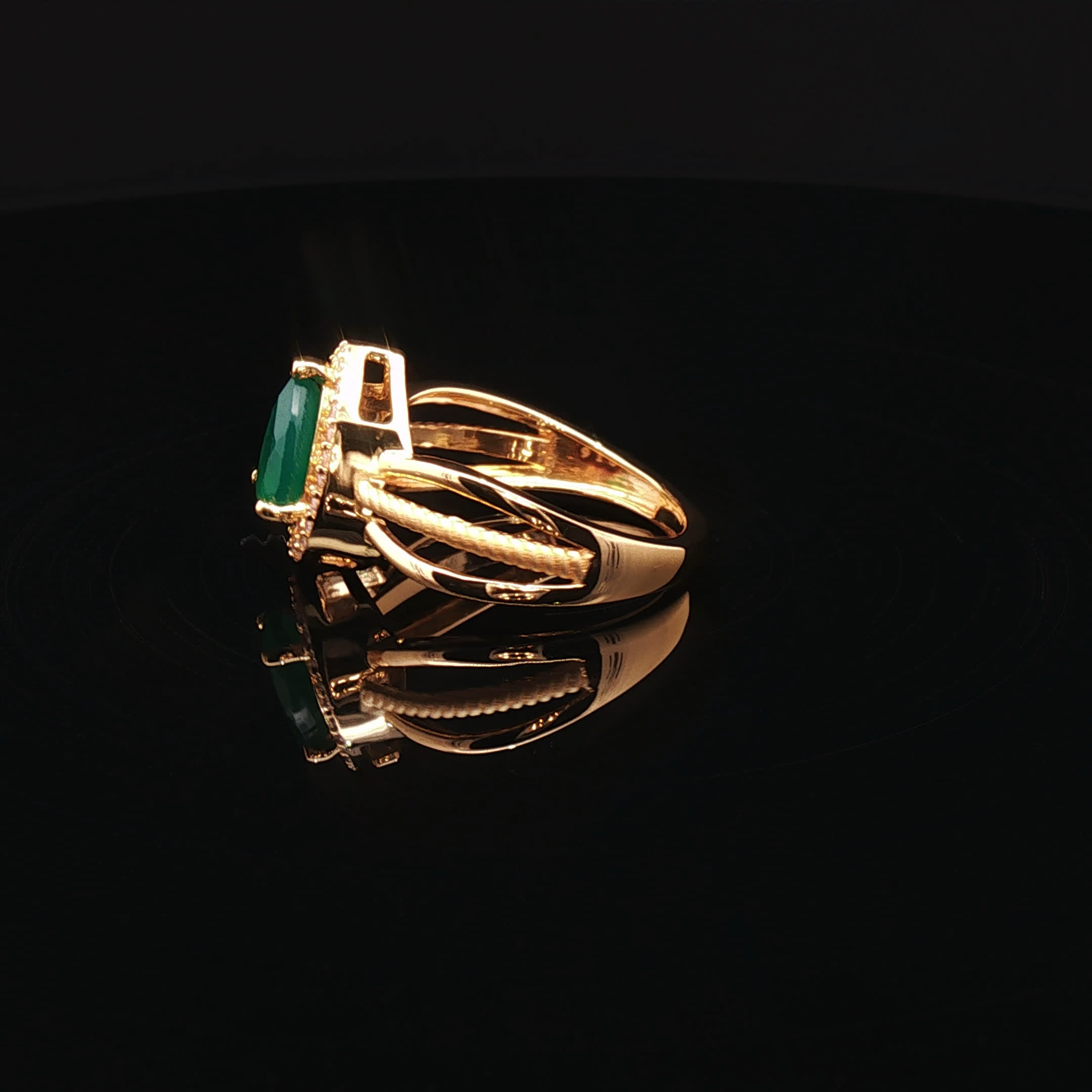 Second image of 22K Gold Brilliance, Emerald & CZ Accents