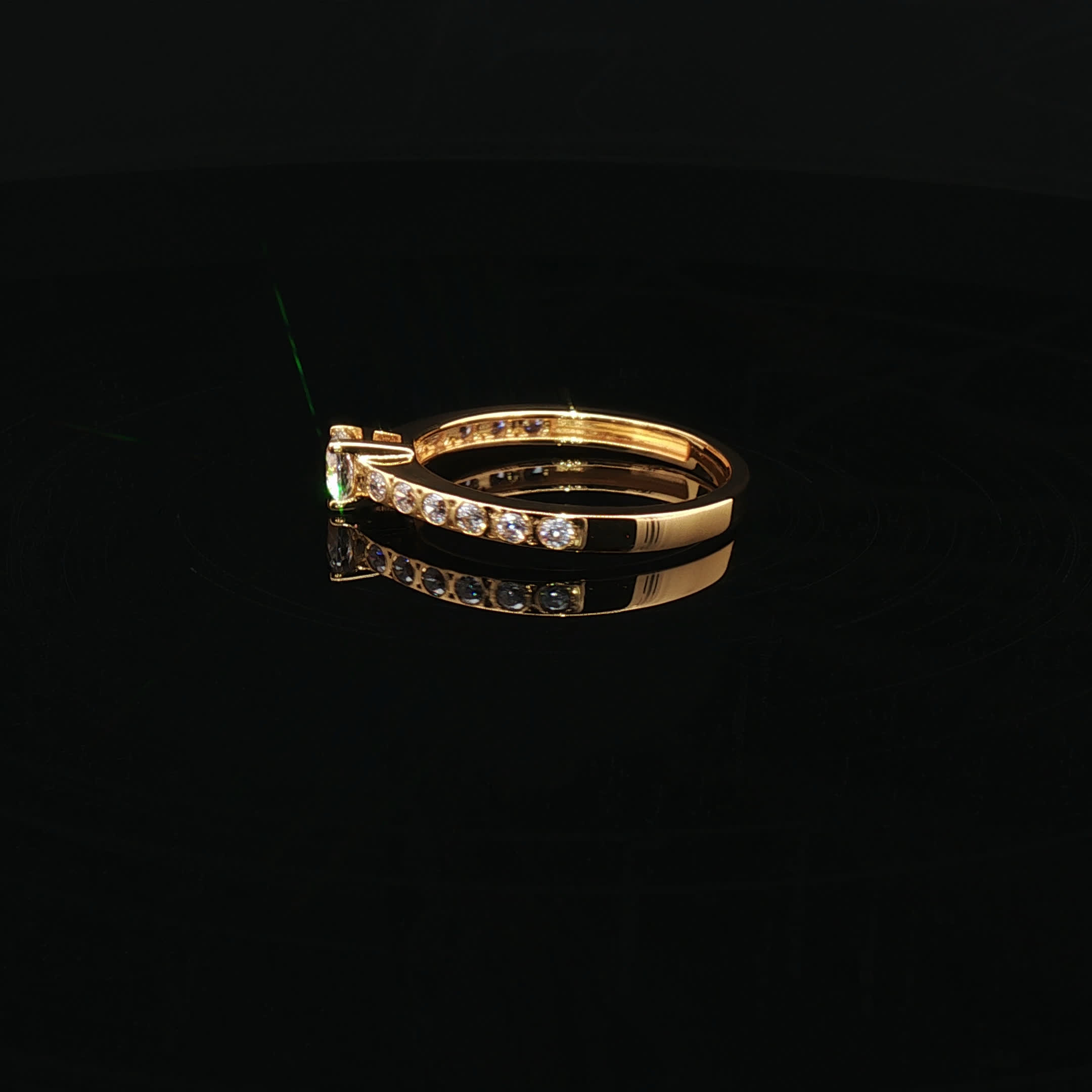 Second image of Yellow Gold Cocktail Ring with Princess Cut Emerald