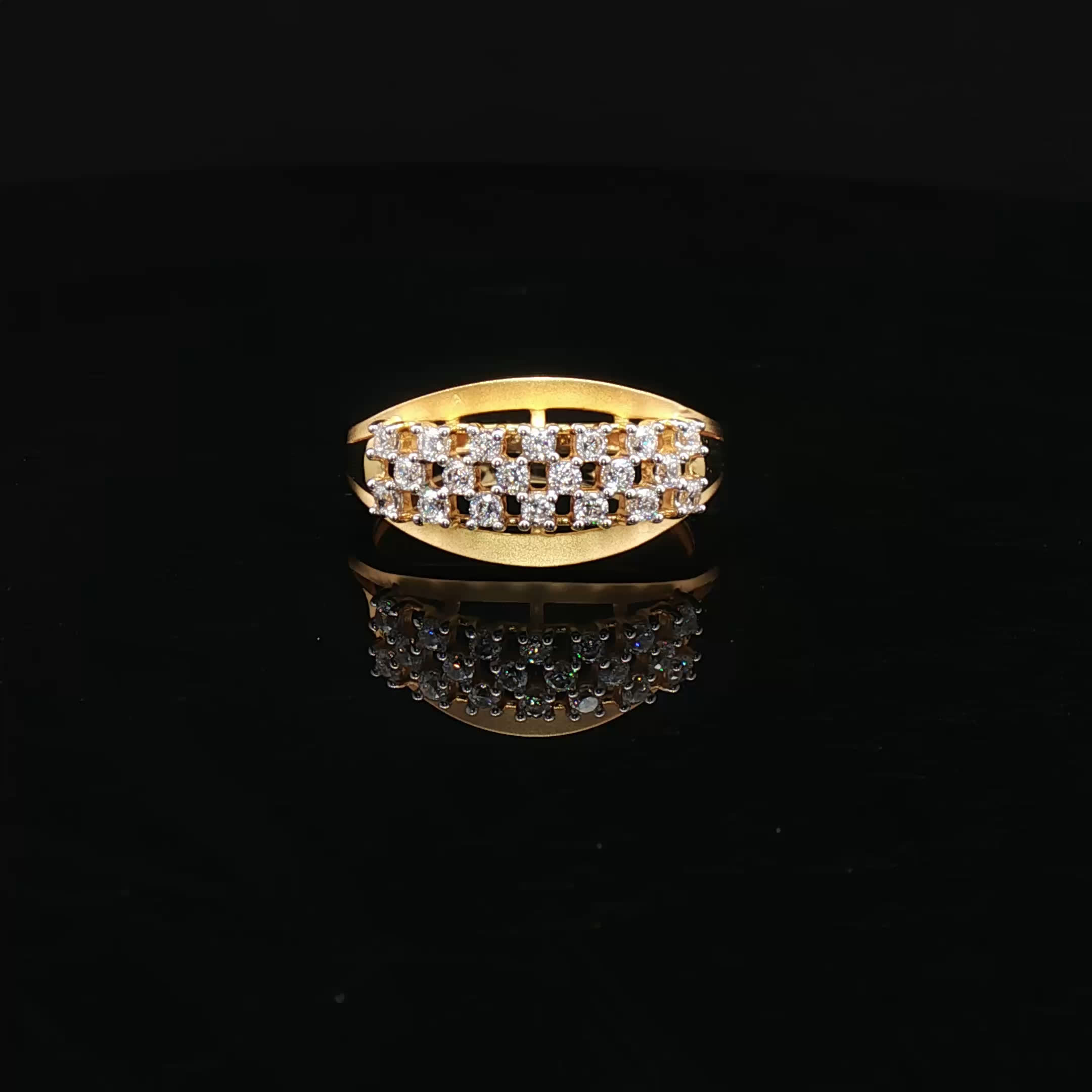 Classic Design, Sparkling 22K Gold CZ Ring
