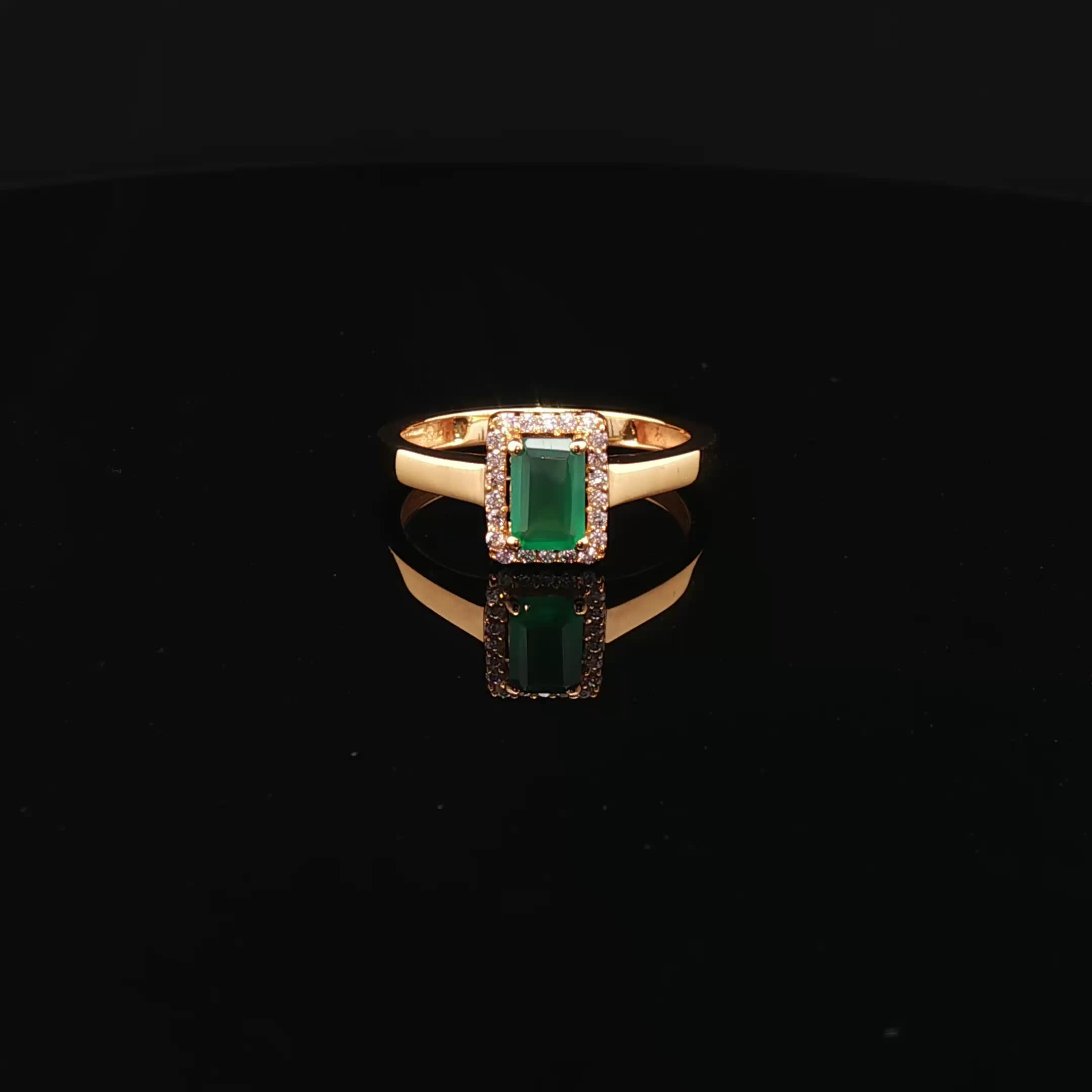 22K Gold Brilliance, Emerald-Cut Elegance