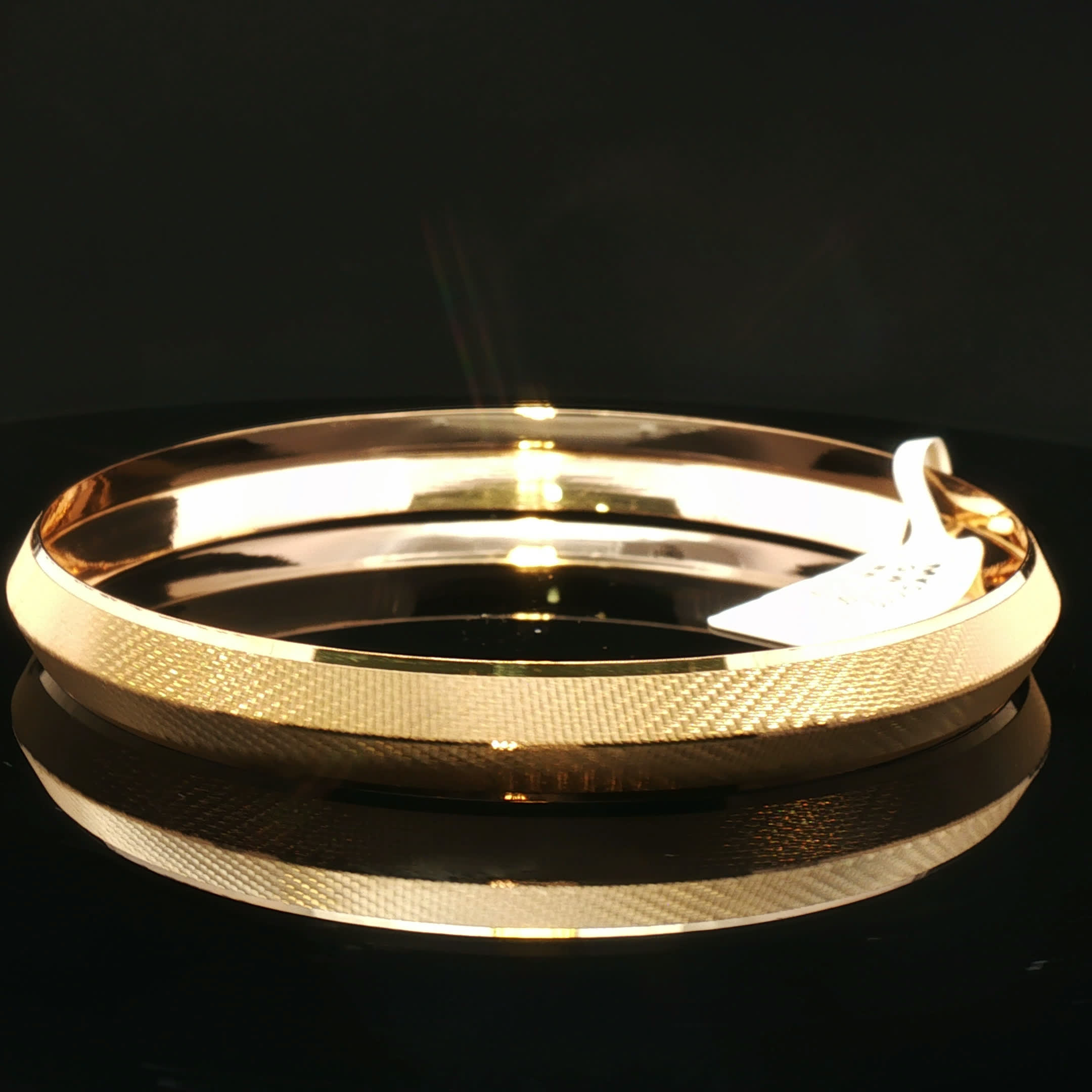 Second image of Textured Yellow Gold Bangle Bracelet