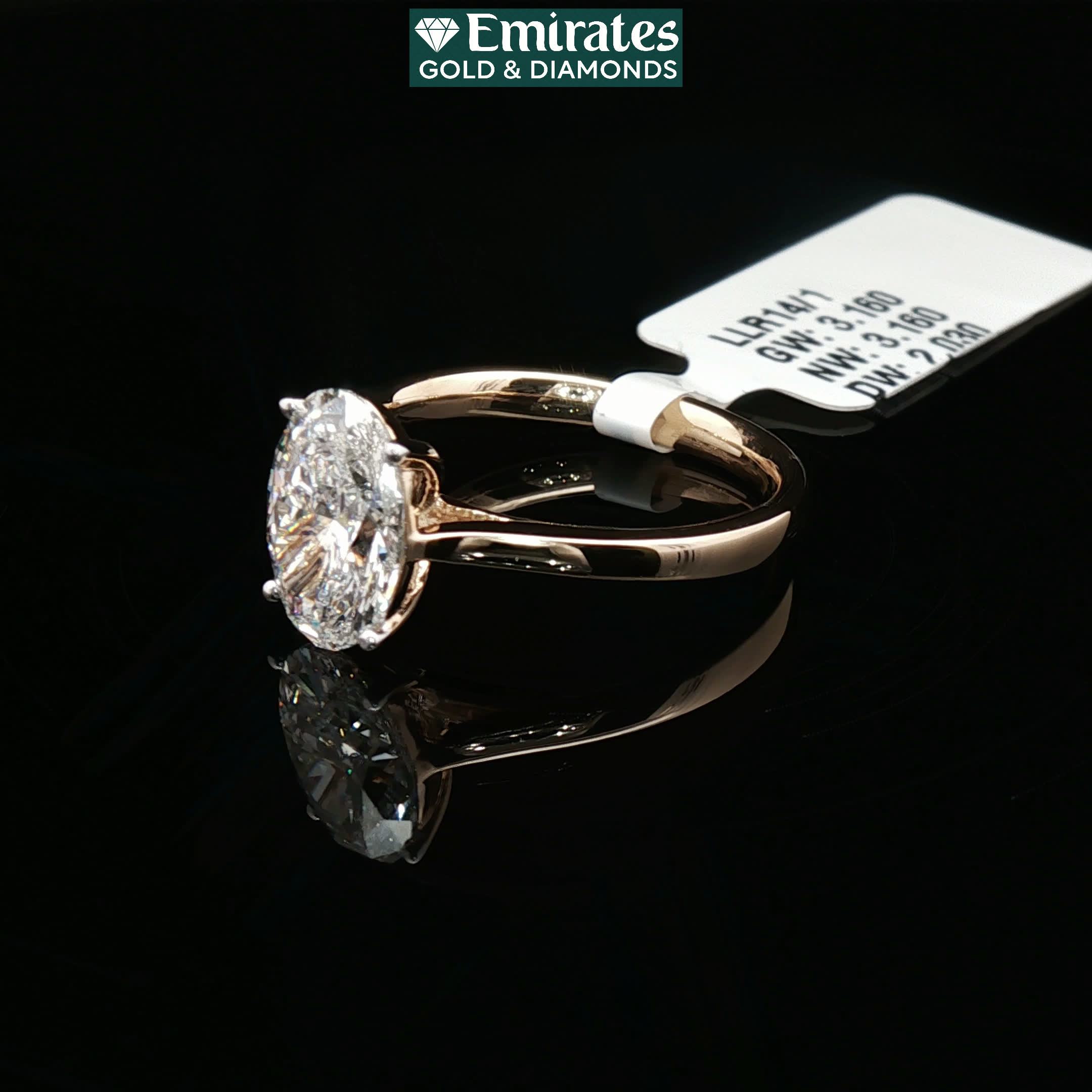 Second image of Oval Brilliant-Cut Diamond Solitaire Ring in Yellow Gold