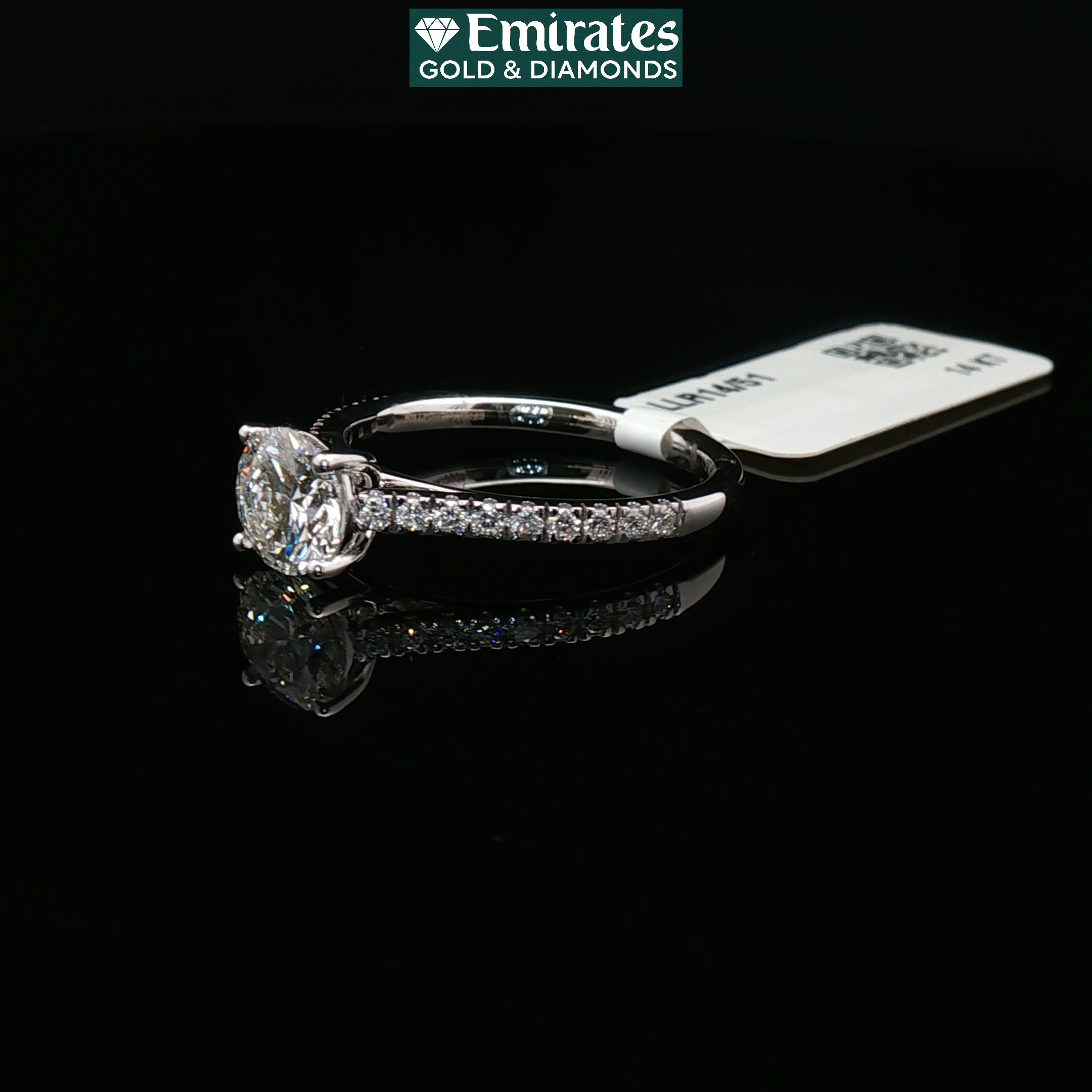 Second image of Classic Round Brilliant Diamond Engagement Ring in 14K White Gold