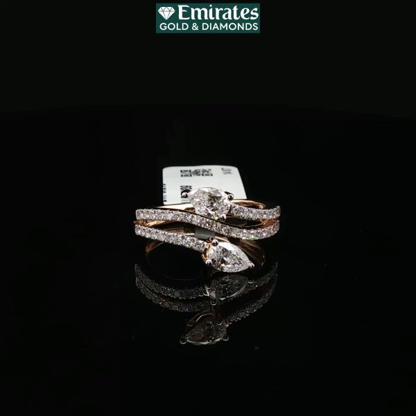 Pear Shaped Brilliant Cut Diamond Engraved Yellow Gold Multistone Ring