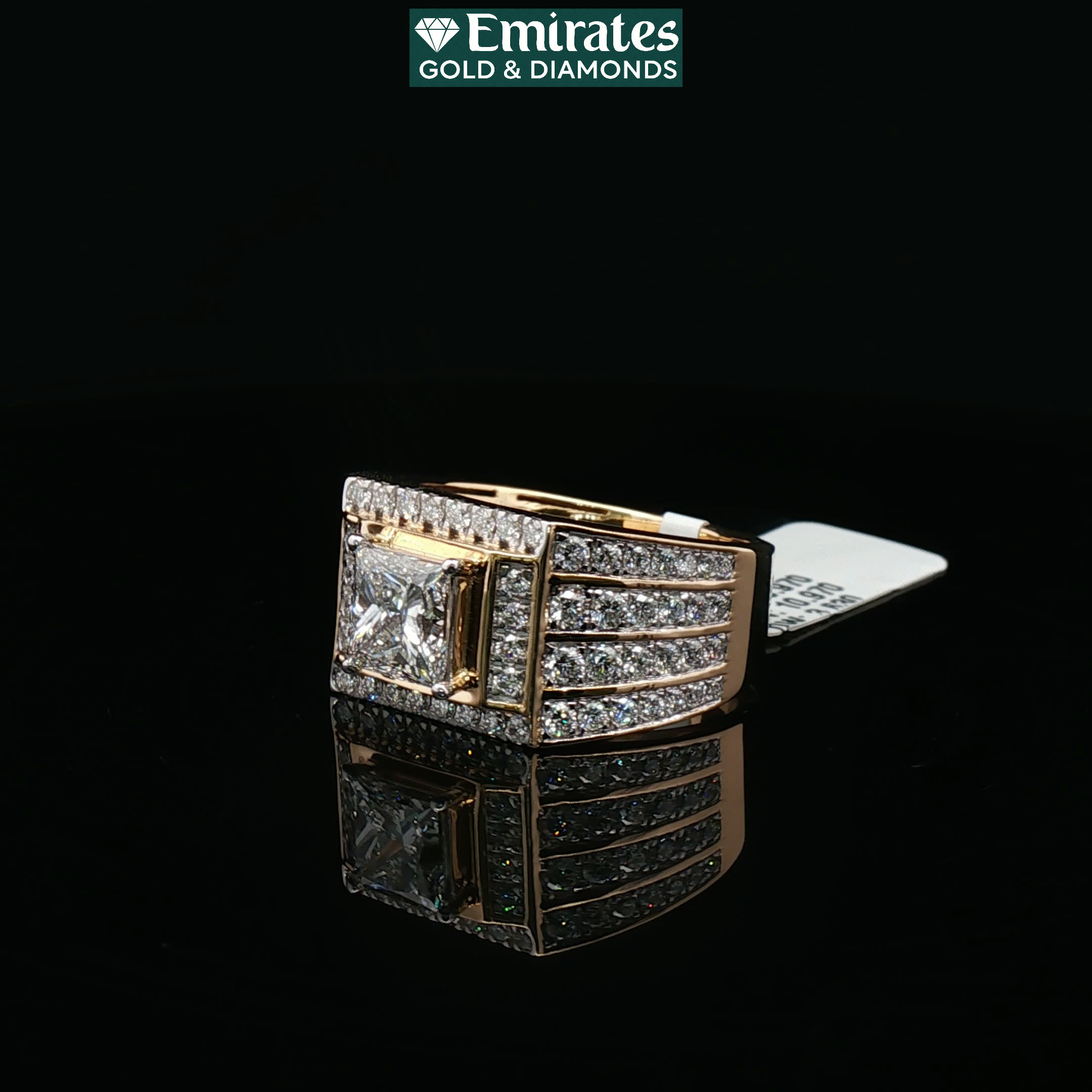 Second image of Princess Cut Diamond Multi-Stone Ring in 18k Yellow Gold
