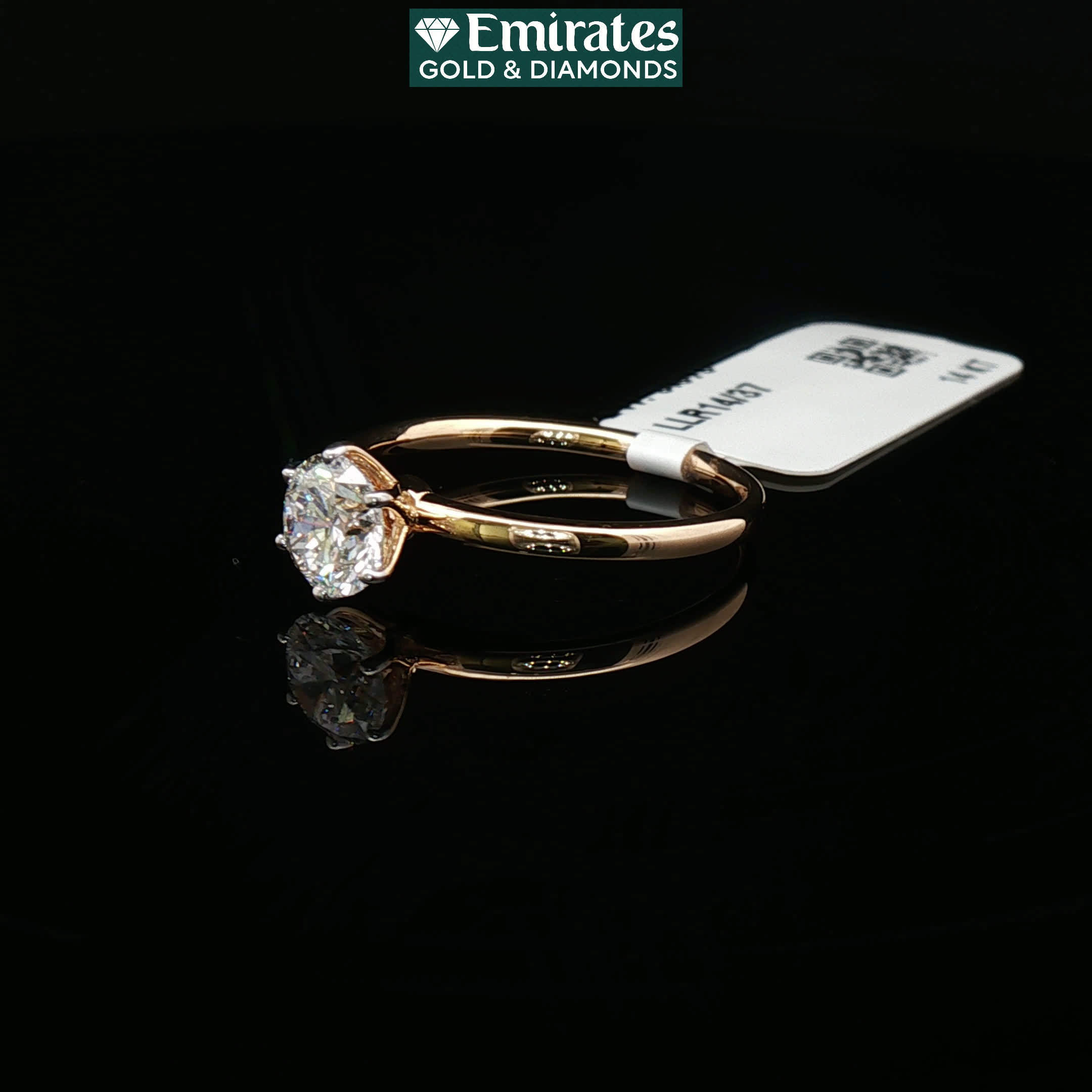 Second image of Round Brilliant Cut Diamond Solitaire Engagement Ring in 14K Yellow Gold