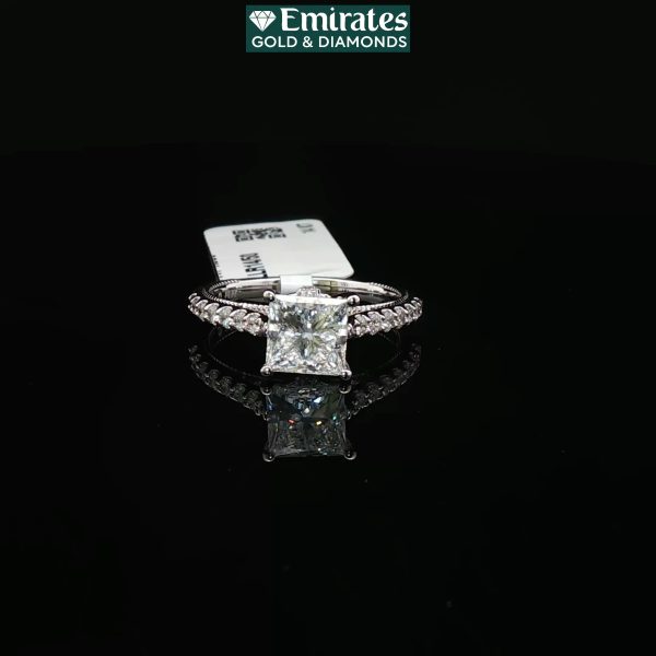 Princess Cut Brilliant Diamond Engagement Ring in White Gold