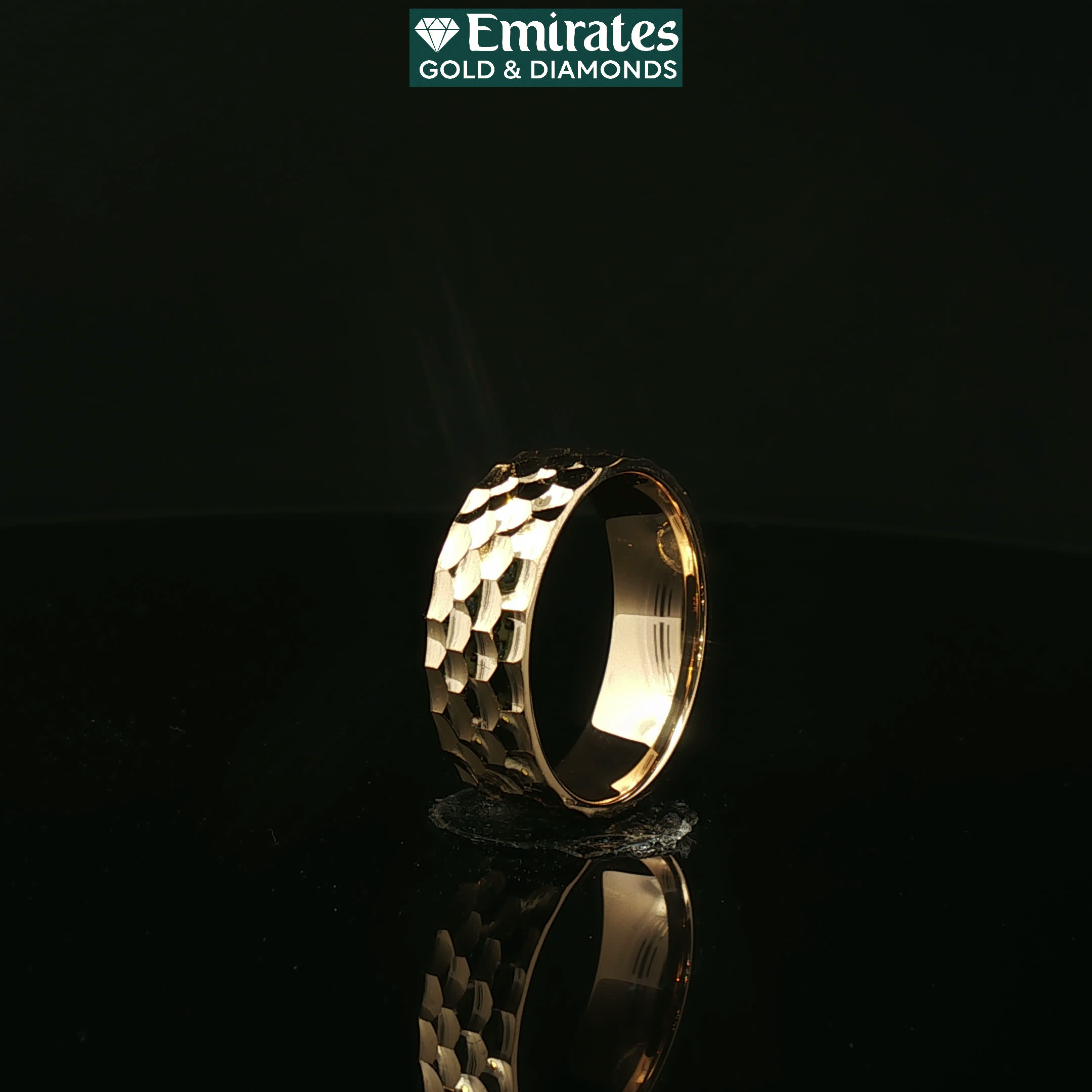 Classic Yellow Gold Engraved Minimalist Band Ring