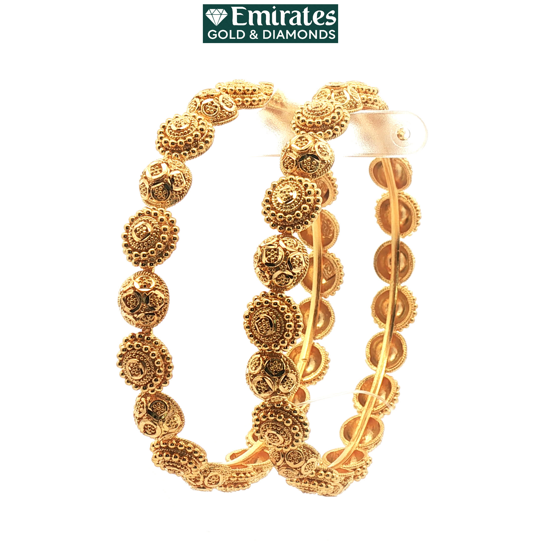 Traditional Yellow Gold Filigree and Granulated Motif Bangles 22k