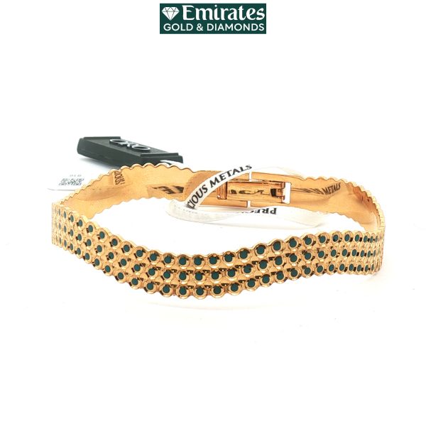 Scalloped Openwork Yellow Gold Hinge Bangle