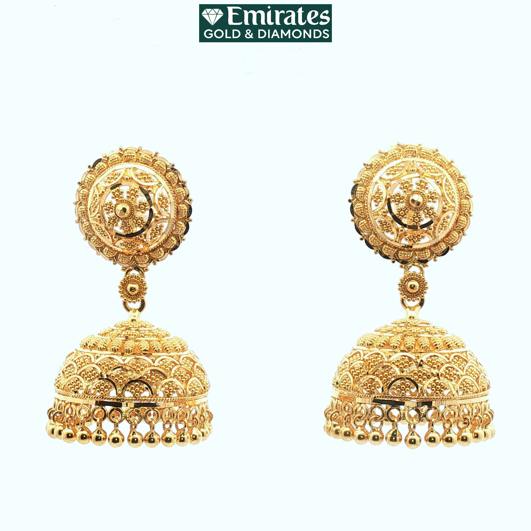Traditional Yellow Gold Filigree Jhumka Drop Earrings