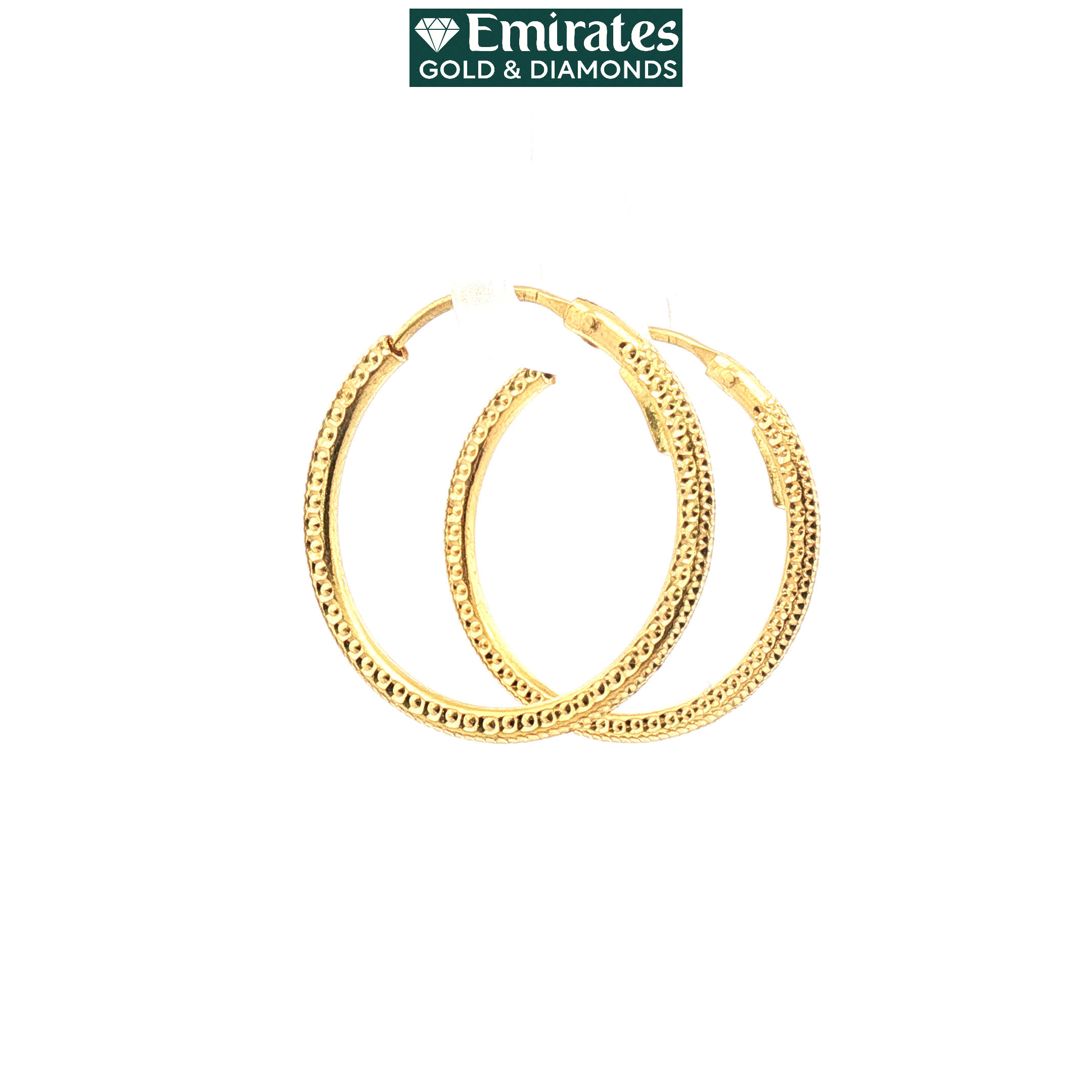 Intricately Textured Yellow Gold Hoop Earrings